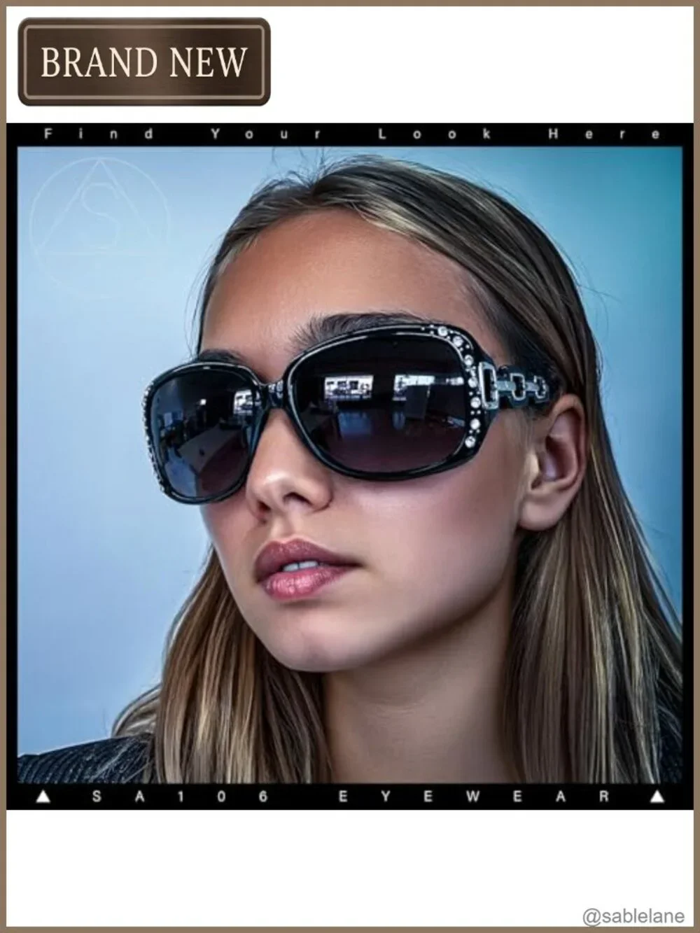 Oversized Rhinestone Sunglasses Women UV400 Rectangular